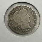 1906 P Circulated Barber Silver Dime 90% Silver