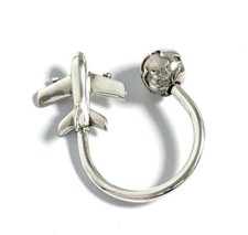 Tiffany  Co Airplane  Globe Rare Sterling Silver Collectible Key Ring