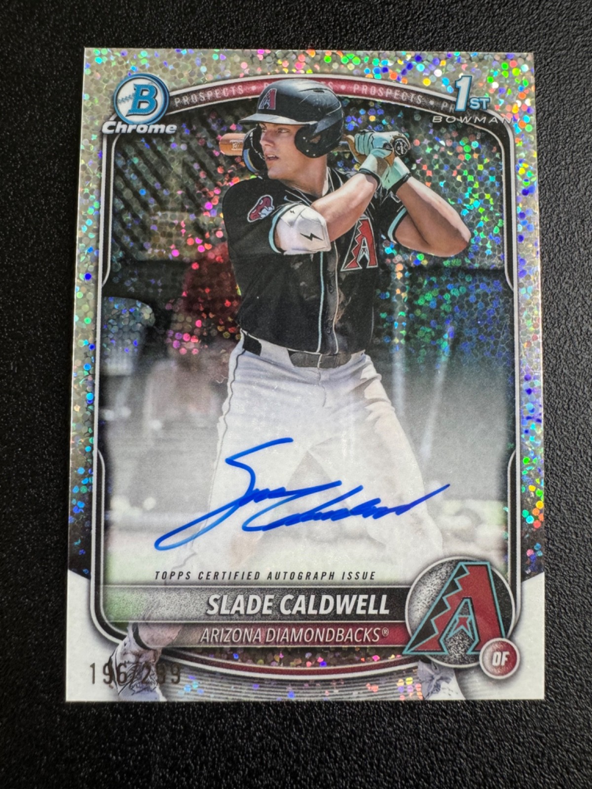 2025 Bowman D'Backs Slade Caldwell 1st Chrome Prospect Auto CPA-SC Speckle /299