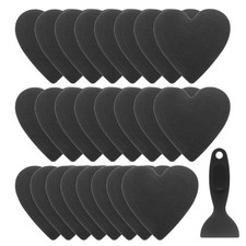 24pcs Non Slip Bathtub Stickers 4" Heart Style Decals with Scraper Black