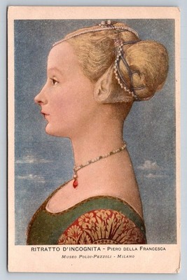 Piero della Francesca Portrait of an Unknown Woman Art Postcard Milan