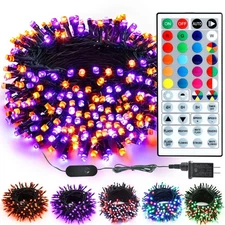 Color Changing Halloween Lights, 66ft 200LED Purple & Orange Lights with Remo...