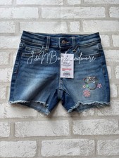 Girls Disney Minnie Mouse Sequin Logo Mid Rise Jean Shorts Size 5