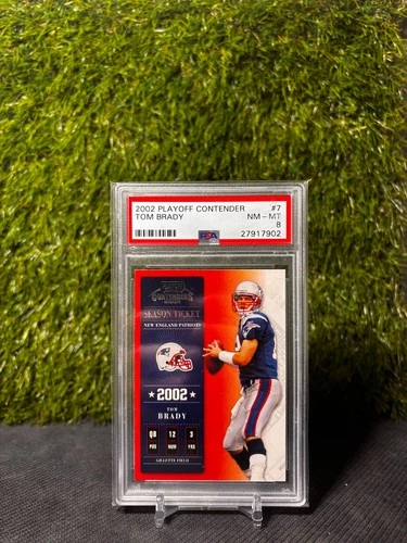 2002 Playoff Contenders - Tom Brady #7 GOAT PATRIOTS PSA 8