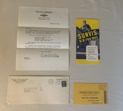 Vintage 1951 Sunoco Sunvis HD 700 Oils Advertising Ephemera Lot USA Yellow