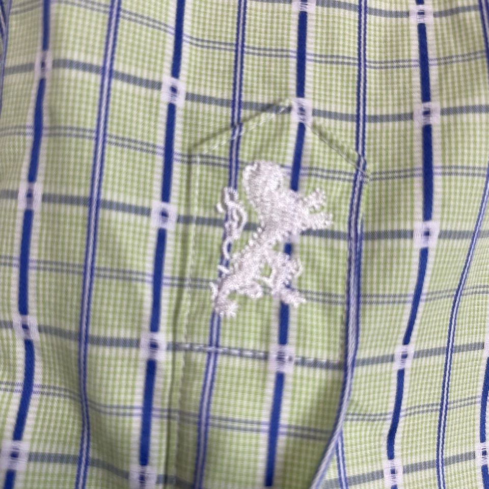 Camisa Bugatchi Uomo Para Hombre M 17x34/35 Azul Verde Abotonada Puño Abatible Cuadros Foto 4 de 4