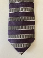 Stafford Executive Men's Necktie Tie Silk Purple Silver Stripe Made in USA 57"