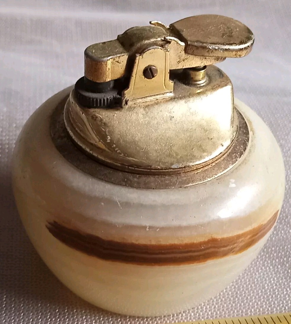 Vintage Old cigarette Table lighter Untested Onyx Marble Natural Stone