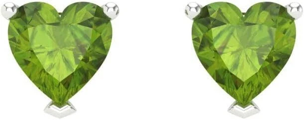 1,00 Ct Peridot Herz Solitär Ohrringe 10k Massiv Weißgold - Bild 2 von 4
