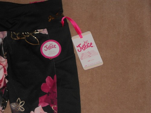 GIRLS COLLECTION X BY JUSTICE FULL LENGTH LEGGINGS, BLACK FLORAL , SIZE S 7/8 - Picture 2 of 2
