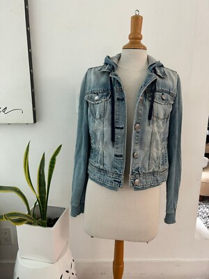 American Eagle Outfitters Mädchen Jugend Weste Kapuze Denim Jeans JACKE GRÖSSE S