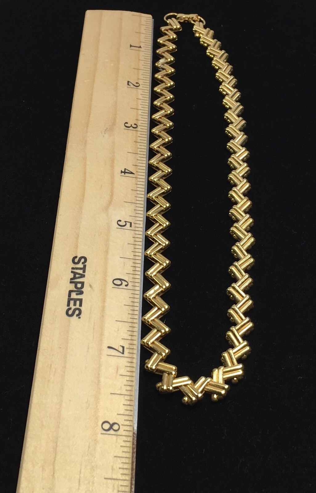 ZigZag Interlock Double Link Chain 16" Retro Gold… - image 9