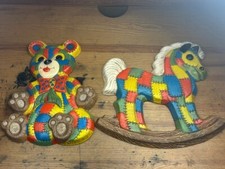 Foam Craft 1970s Rocking Horse Bear Patchwork 12 Wall Hanging Nursery