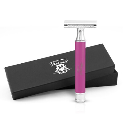 Haryali Double Edge Rasierhobel für Männer und Frauen, eleganter Metallgriff, rosa