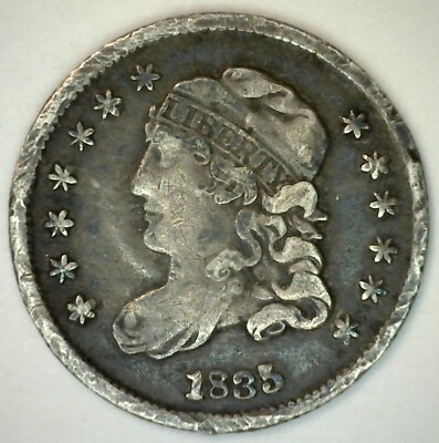 1835 Capped Bust Silver Half Dime Coin 1/2 Dime VF 5c Silver US