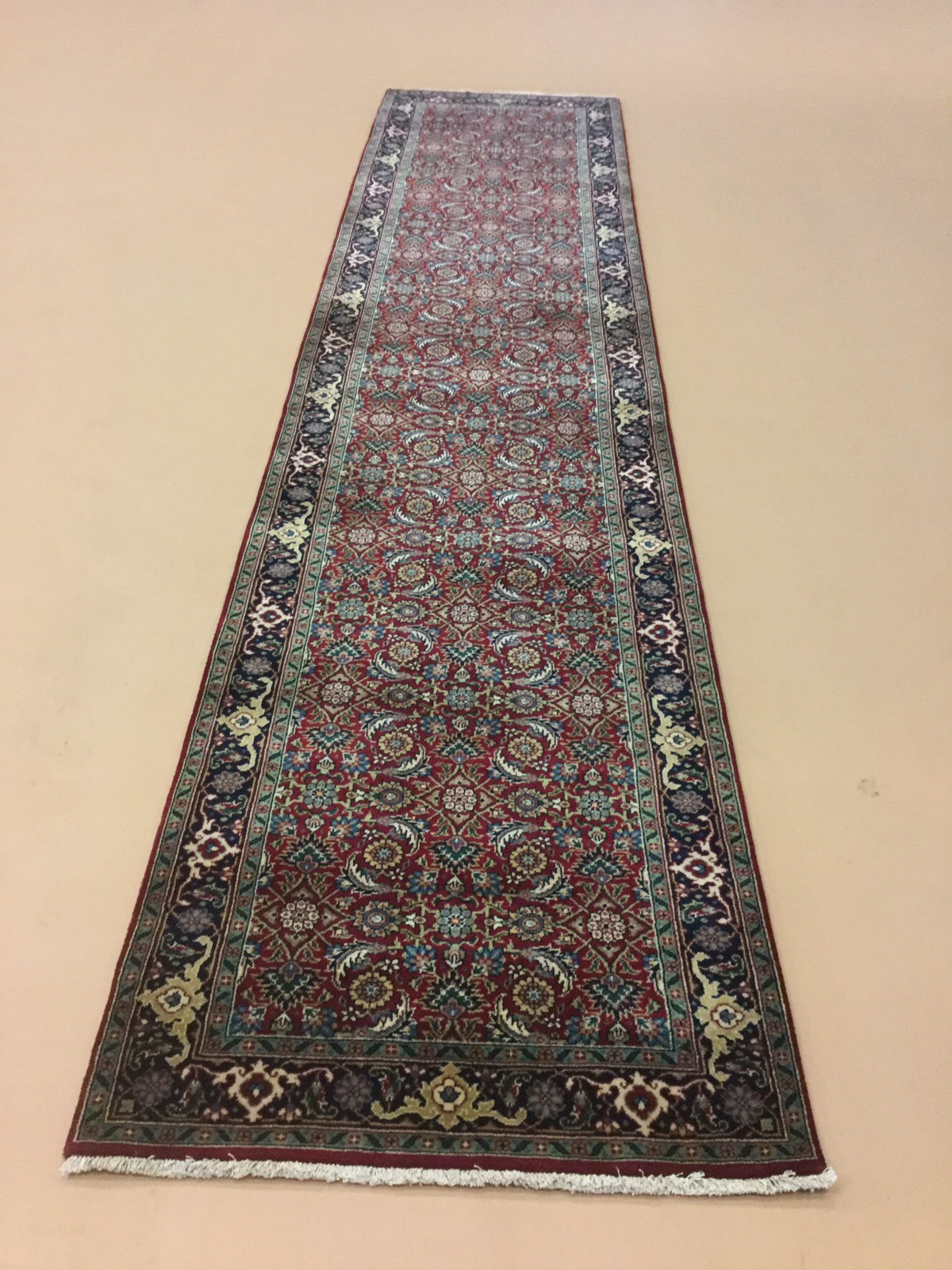 2'.8" X 12’ Red Navy Blue Geometric Oriental Rug Runner Handmade Wool Hallway eBay