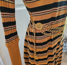 CHANEL Vintage Gold Triple Chain Belt with 2 Rue Cambon Paris Medallions