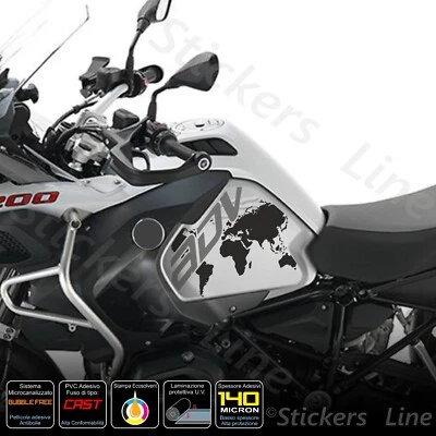 2 Adesivi Serbatoio BMW R 1200 1250 gs Adventure LC GS - GLOBO - dark gray black