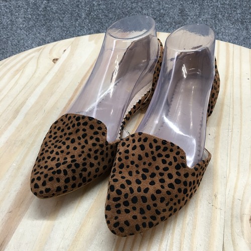 Isaac Mizrahi Zapatos Mujer 7.5 Estampado Animal Sin Cordones Planos Marrón Negro Imitación Gamuza - Imagen 3 de 14