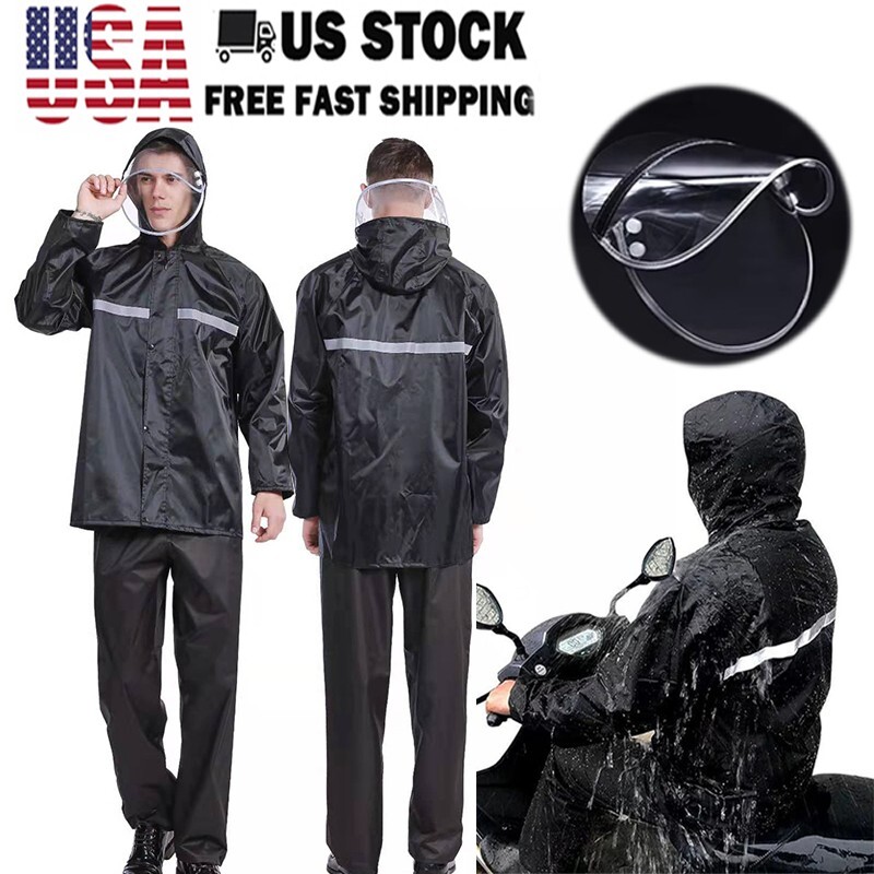 Waterproof Motorcycle Rain Suit for Men & Women with Hi-Vis Jacket and Pants