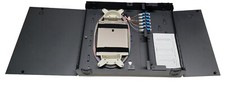 12 Fiber Wall Mount w/ LC/UPC Adapters, Singlemode Pigtails 12f Splice Trays