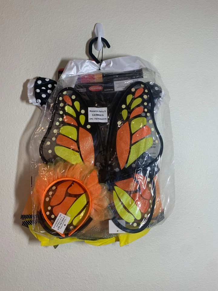 Nuevo con etiquetas Disfraz de Hada Monarca Vestido Alas Diadema Naranja Niñas Talla 2T Niño pequeño Foto 3 de 4