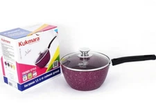 1.6 Qt Kukmara Non-Stick Aluminum Saucepan w/Glass Lid Purple Cooking Pot