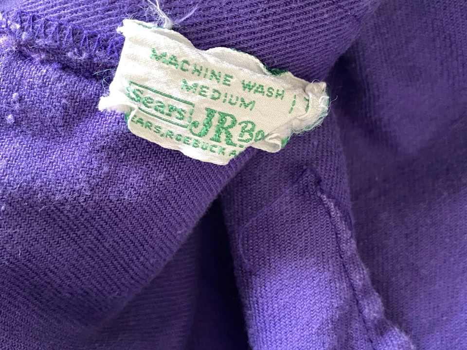 70s Vintage Sears JR Bazaar Pants 26"  Waist Boot Leg Purple Button Front USA - Image 4 of 4