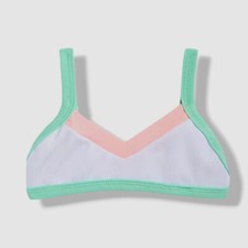 Peixoto Kids Girl's White Ribbed V-Neck Tina Bikini Top Swimwear Size 12