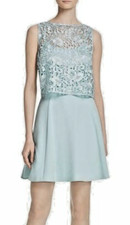 AIDAN MATTOX ~ Mint Green Lace Popover Fit & Flare Party Dress 10 NEW $195