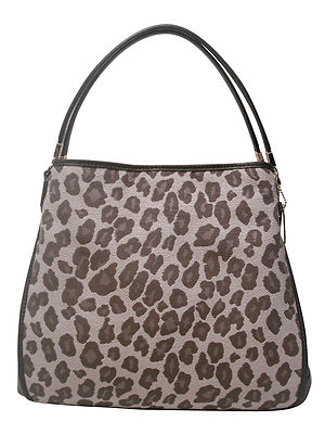 NWT COACH MADISON SMALL PHOEBE OCELOT PRINT SHOULDER BAG HANDBAG 27908 CHESTNUT