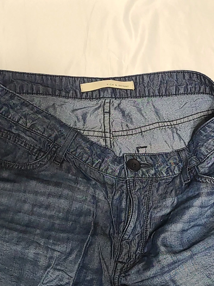 Vaqueros Rich And Skinny Azul Denim Corto Talla 28 con 5 bolsillos Estilo Como Foto 4 de 4