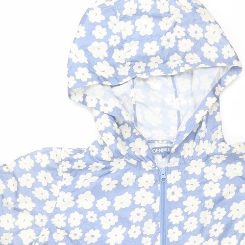 Denim & Co. Womens Blue Rain Coat Size L Playsuit coat - Picture 8 of 12