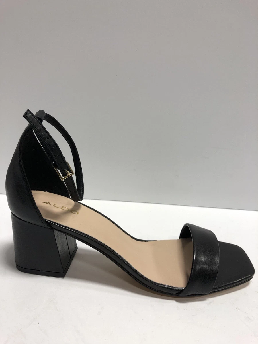 Aldo Women s Kedeaviel Black Ankle Strap Sandals Size 9M eBay