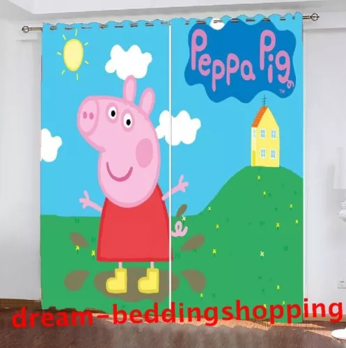 Peppa Pig 3D Dicke Verdunkelungsvorhänge Kinderzimmer Dekore Thermo Ring Top Ösen - Bild 12 von 22