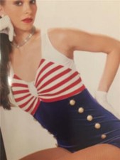 DANCE COSTUME JAZZ TAP PATRIOTIC ART STONE ROMPER PAGEANT PIN UP