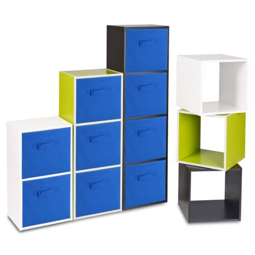 Wooden Cubed Cupboard Storage Units Shelves With Drawer Insert Baskets Organiser - Picture 7 of 20