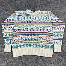 Vintage 90s Ralph Lauren Chaps Aztec Cactus Western Crewneck Knit Sweater Sz M/L