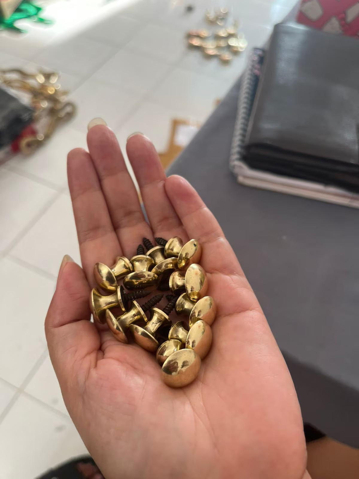 12 tiny Small knobs handle screw fix kitchen cabinets and drawers solid brass