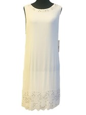 NWT $550 Alice + Olivia Beaded Sheath Dress White Sz M