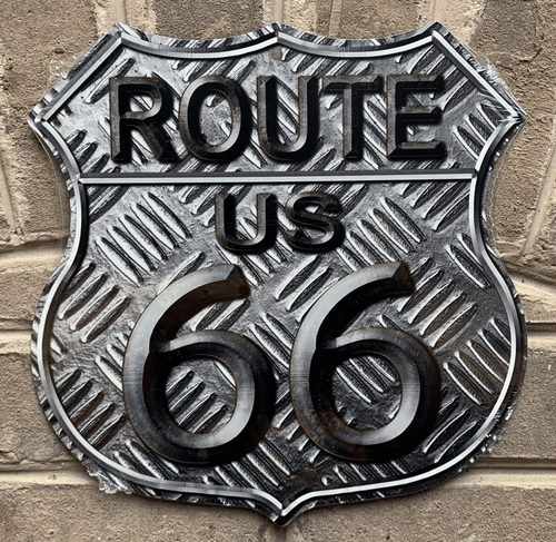 Route 66 gestempelt Design 11" Autobahn Schild Blechschild rustikal Retro Wanddeko - Bild 2 von 7