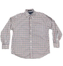 Tommy Hilfiger Men's Blue Red Plaid Button Up Shirt XL 100 Cotton 80  s 2-Ply