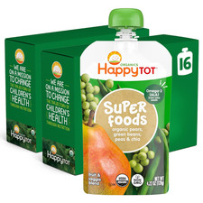 HAPPYTOT Organics Stage 4 Baby Food Pouches, Gluten Free, Vegan Snack, Superfood