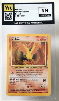WAG Certified Nm Pokemon Moltres 12/62 Holo Rare Unlimited Fossil Vintage  