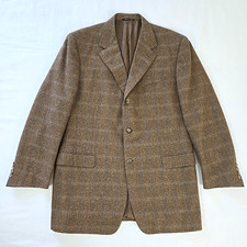 Canali Blue Label Wool Cashmere Blazer Tweed Jacket Window Pane EU 58 L US 46