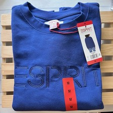 NWT ESPRIT Women  s M Logo Fleece Viral 80  s Costco Crewneck Blue Size Medium