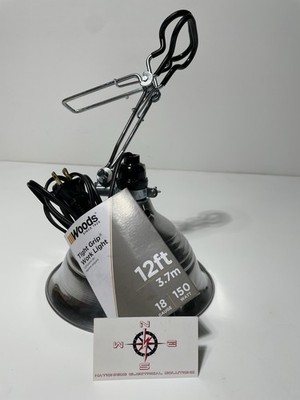 Woods Tight Grip Work Light, 12ft, 18 Gauge, 150 Watt with 8.5'' Reflector