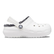 Crocs Classic Lined Clog Toddler Slippers White/Grey