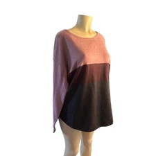 Women XL Smartwool Merino Wool Blend Shadow Pine Crew Sweater Colorblock Pink