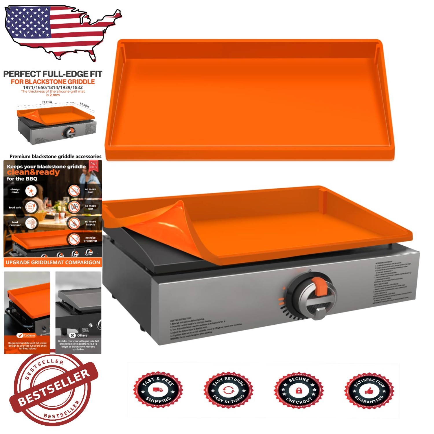 Heavy-Duty 17-Inch Waterproof Griddle Cover for Blackstone - Essential Accessory